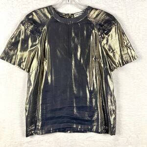 Opening Ceremony Womens 6 Metallic Gold Top Blouse Modern Going Out Clubwear